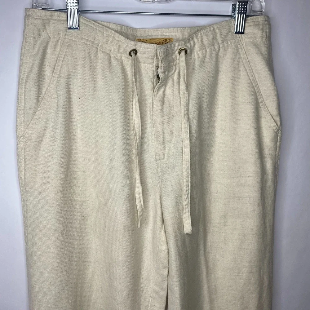 THE HAVANERA CO Linen Blend Pants Mens 32 Beige Drawstring Relaxed Fit‎ Casual